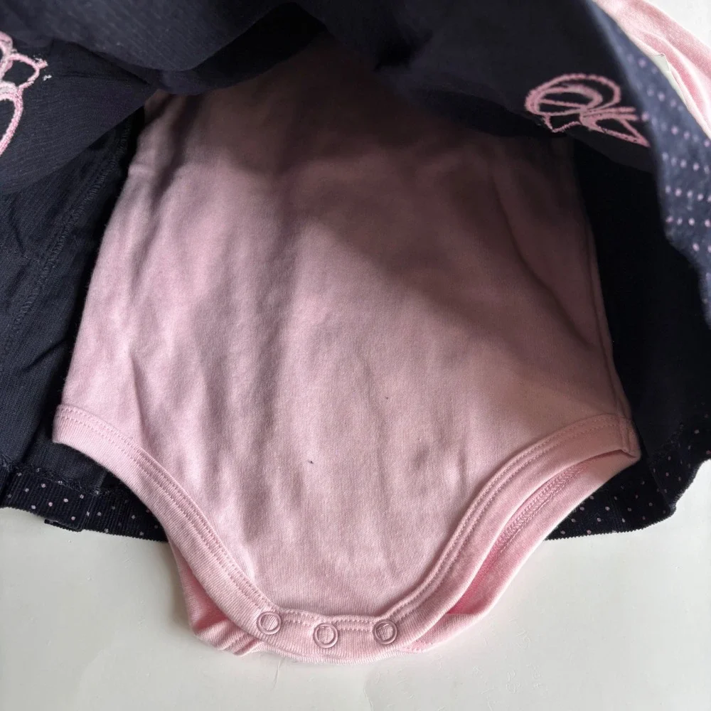 Rare Too! Navy Pink Polka Dot Ballet Corduroy Jumper and‎ Bodysuit Set 24M NWT